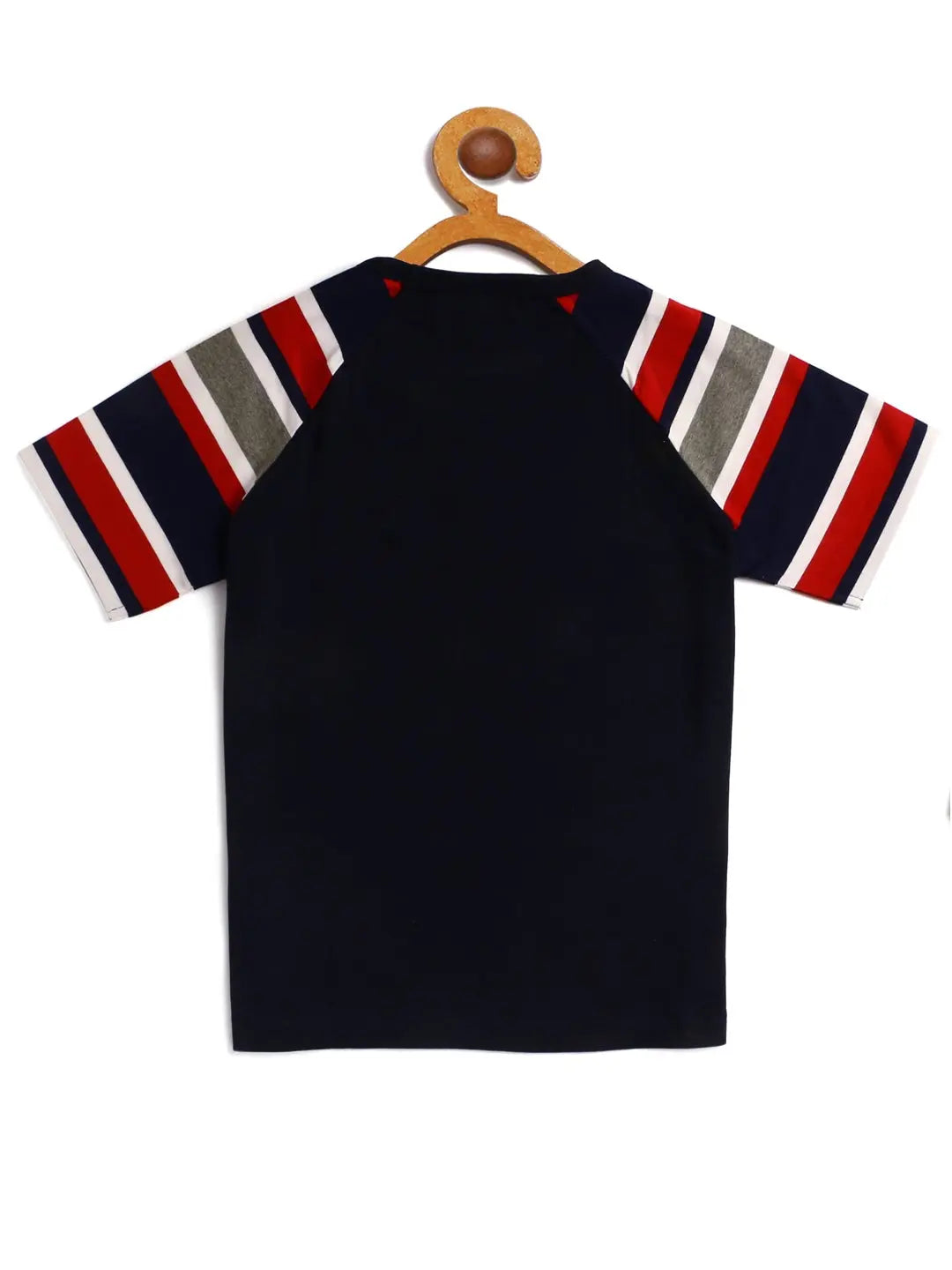 Kids Black Colourblocked Round Neck Cotton T-shirt freeshipping - Ladore