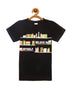 Kids Black Half Sleeves Books Print Cotton T-shirt