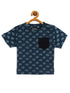 Kids Blue All over Printed Half Sleeves Organic Cotton T-shirt