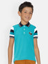 Kids Blue Half Sleeves Cotton Polo T-shirt