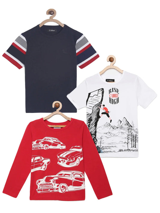 Kids Combo Pack of 3 Cotton T-Shirts (Age 6-12 years) Ladore