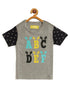 Kids Grey Alphabet Printed Round Neck Cotton T-shirt