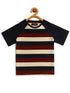 Kids Maroon and Blue Striped Half Sleeve Cotton T-shirt