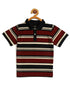 Kids Maroon and Navy Striped Polo Cotton T-shirt