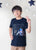 Kids Navy Half Sleeves Space Cotton T-shirt Ladore