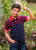 Kids Navy and Red Cut and Sew Polo Cotton T-shirt Ladore