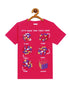 Kids Pink Half Sleeves Cube Game Cotton T-shirt