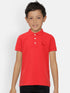 Kids Red Half Sleeves Cotton Polo T-shirt