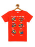 Kids Red Half Sleeves Cube Game Cotton T-shirt