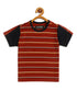 Kids Red Striped Half Sleeves Mercerised Cotton T-shirt