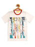Kids White Abstract Printed Round Neck Cotton T-shirt