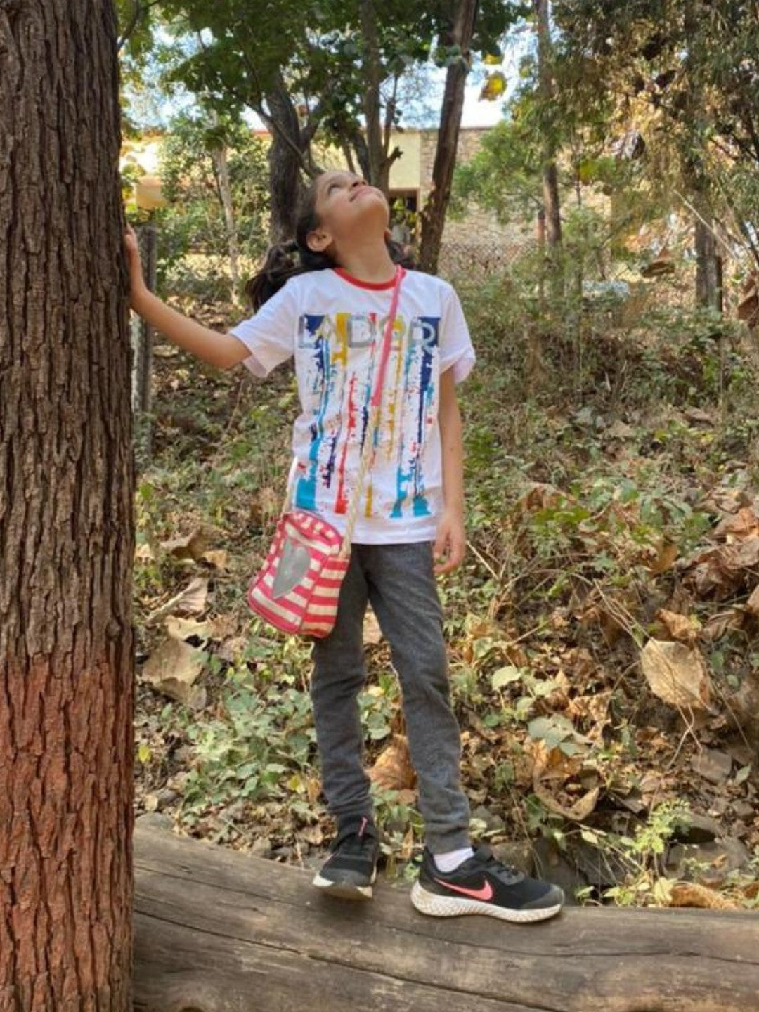 Kids White Abstract Printed Round Neck Cotton T-shirt freeshipping - Ladore