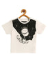 Kids White Galaxy Printed Round Neck Cotton T-shirt