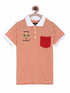 Orange Solid Polo Cotton T-shirt With Embroidery