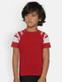Red Colourblock Round Neck Cotton T-shirt