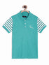 Sea Green Patterned Polo Cotton T-shirt